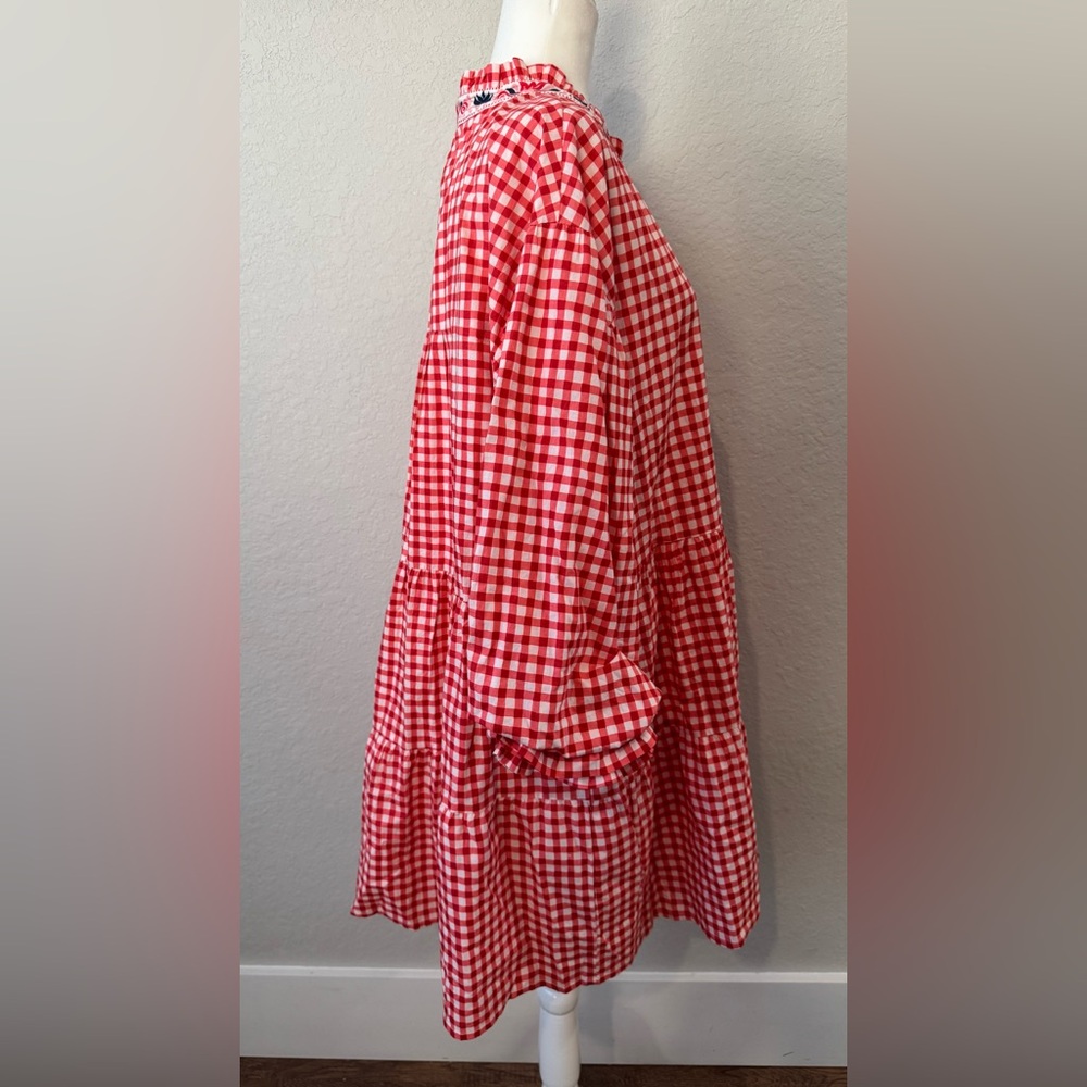 New Printfresh Rosalita Tiered Puff Sleeve Dress Garden Gingham Women's XL Q - Picture 5 of 11